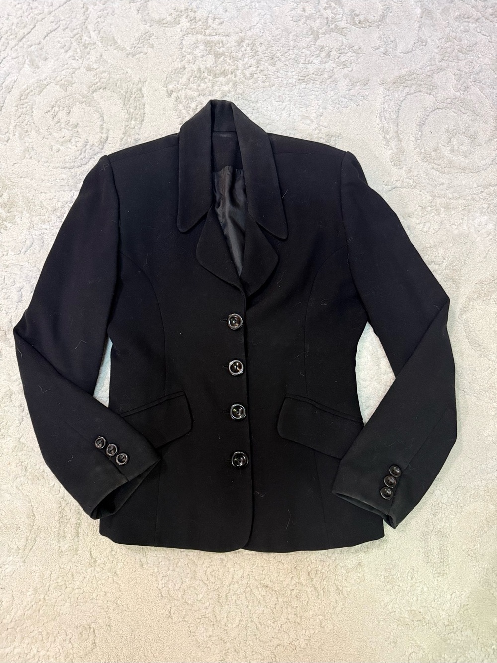 AYHAN Black Structured Blazer Jacket Women’s Size 36 Career Minimalist Chic - Picture 2 of 5